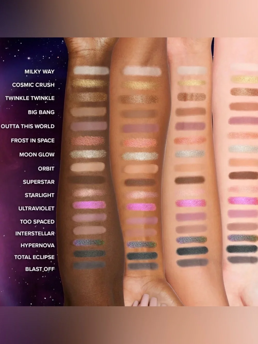 Too Faced Cosmic Crush Eyeshadow Palette — Pink, Purple & Gold Tones